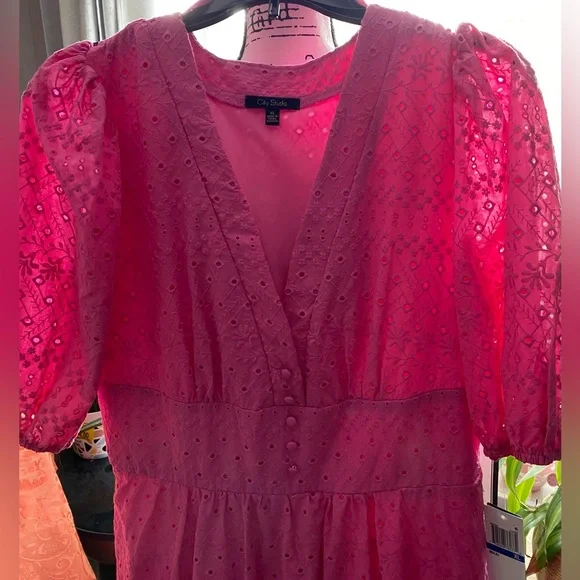 NWT City Studio Junior’s Cotton Embroidered Eyelet Midi Dress - Picture 3 of 12